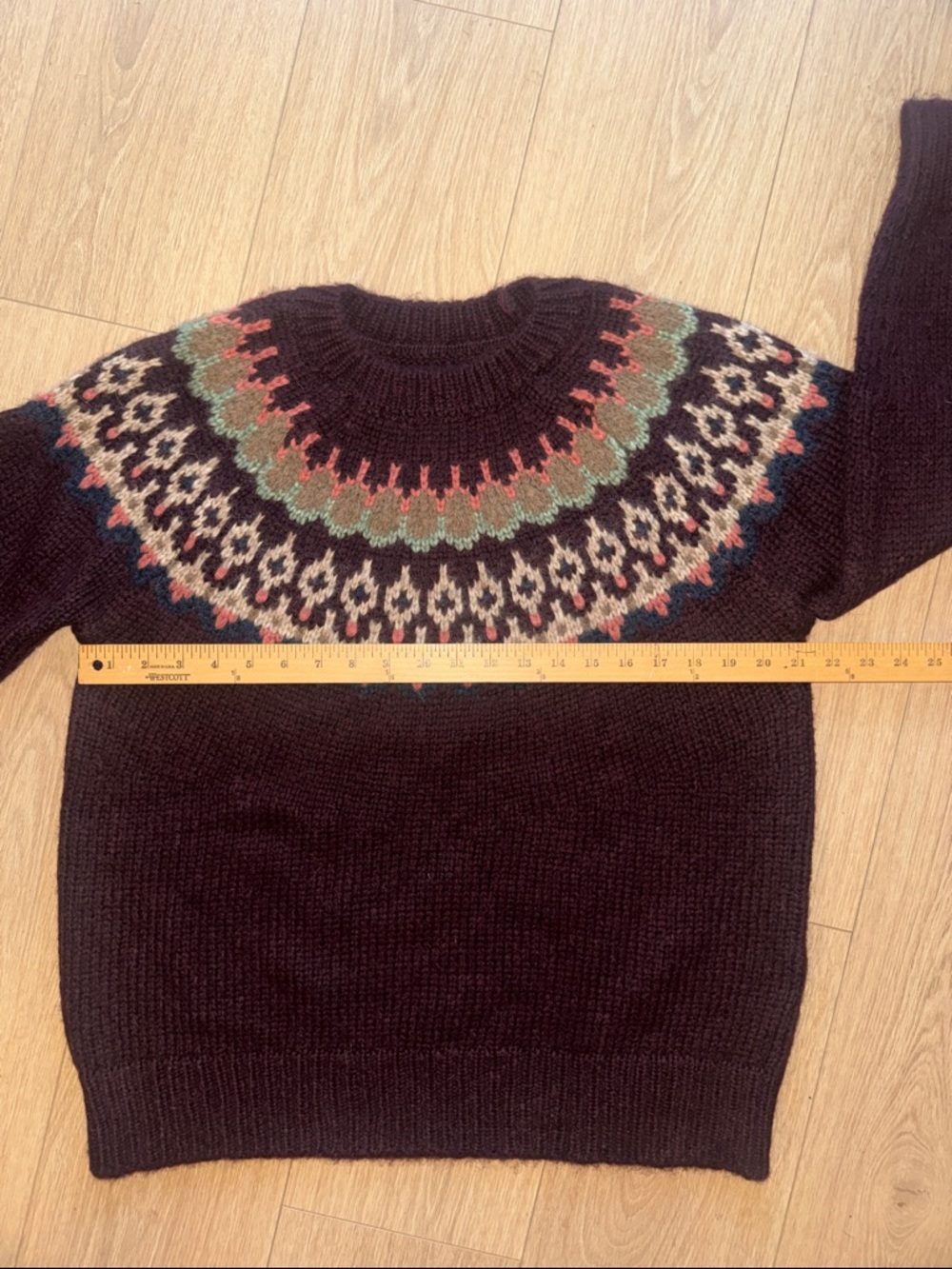 TOAST Alpaca Cotton Wool Patterned Yoke Fair Isle Sweater Size M - Picture 11 of 13